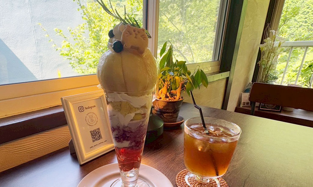 【中津市】深耶馬溪『岩戸湯カフェ』で味わう季節限定の贅沢桃パフェ
